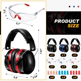 TrelaCo 3 Set 12 Pieces 28dB Shooting Ear Protection Earmuffs Ear Protection Safety Earmuffs Shooting Ear Protection Set (Including Earmuffs, Glasses, Earplug) for The Range, Shooting and Hunting
