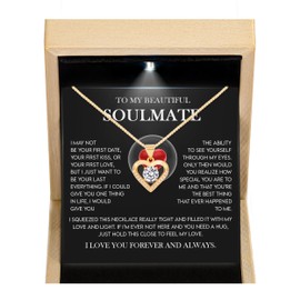 Larvincy To My Wife Necklace from Husband With Heartfelt Message & Elegant Box - Soulmate Necklace for Women, Romantic Jewelry Gift for Her On Birthday, Anniversary