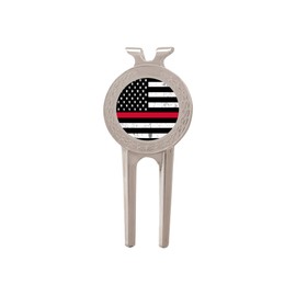 Rogue River Tactical Thin Red Line Golf Divot Tool Golf Ball Marker Flag Fireman Firefighter Fire Department Gift