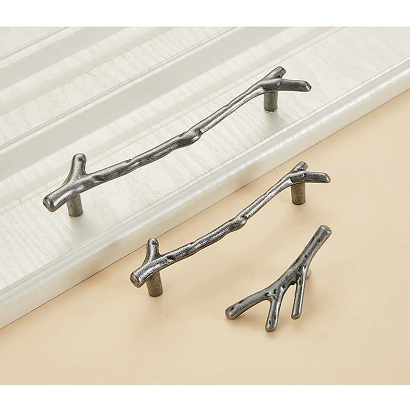 ESreake 10pcs Vintage Tree Twig Branch Cabinet Knobs Pulls Handles,Zinc