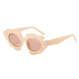 LJCZKA Cat Eye Flower Sunglasses for Women, Vintage Sunglasses Flower Shape Fashion Shades for Beach Party Festival