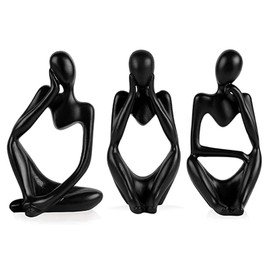 Tibeoyad Pack of 3 Thinker Statues Decoration, Abstract Statue Resin Sculpture Figures Thinker Decoration Living Room Bookshelf Bedroom Office
