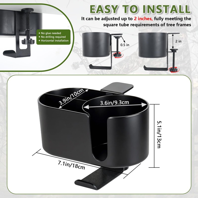 Cup Holder for Tree Stand Hunting Clamp on Deer Stand