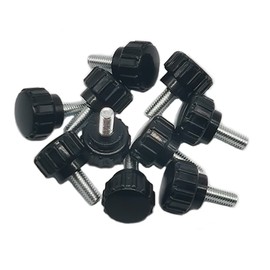 10 Pieces M4 x 10 mm Carbon Steel Threaded Knurled Thumbscrew Black Round Clamping Screws Grip Knobs Thumb Screw for Machinery Latche