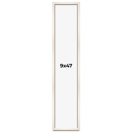 CountryArtHouse 9x47 Frame White Wash Solid Wood Picture Frame | 0.8125 Inch Moulding Width | Includes UV Acrylic Plexiglass, Acid Free Foam Board Backing and Hanging Hardware