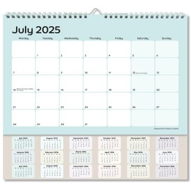 2025/26 A4+ Calendar. 18 Month (till Dec 26). One Month to View. Wall Calendar with drop down year planner.