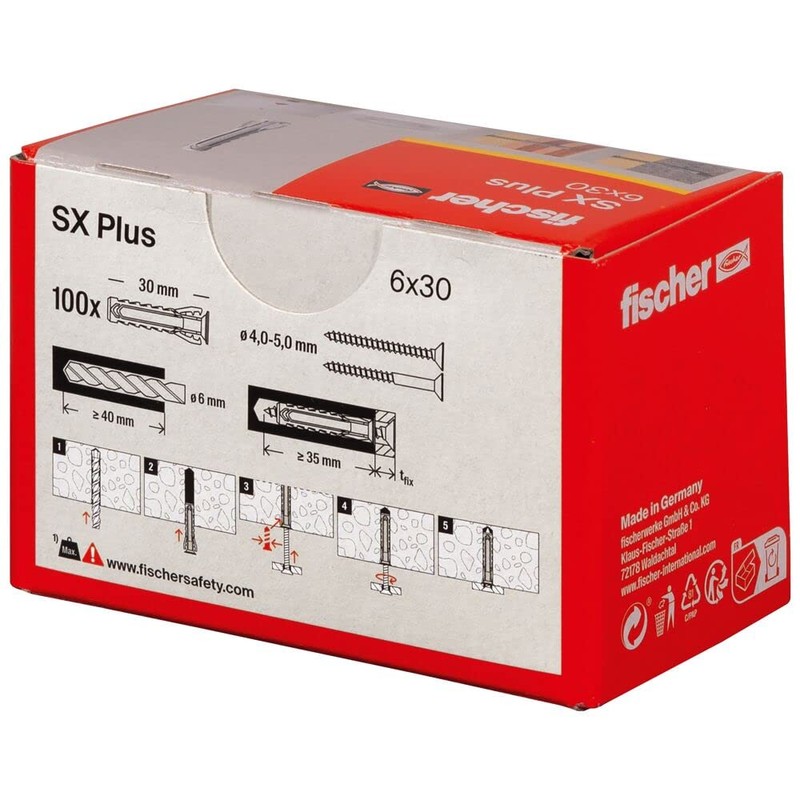 fischer Expansion dowels SX Plus 6 x 30, box of