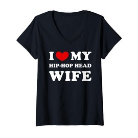 I Love My Hip-Hop Head Wife, I Heart My Hip-Hop Head Wife V-Neck T-Shirt