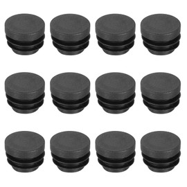 sourcing map 12 PCS 0.98"(25mm) Round Plastic Hole Plugs, Black Plastic Pipe Tubing End Caps for Furniture, Pipe Tubing, Table, Chair