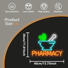 Letreros de neón de farmacia para decoración de pared, letreros LED de neón para farmacia, regalos de arte de pared para papá, luz de neón alimentada 