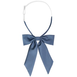 [Elerevyo] Women's Bowtie Solid Color Western Ribbon Pre-tied Bow Tie for School Uniform, blue (royal)