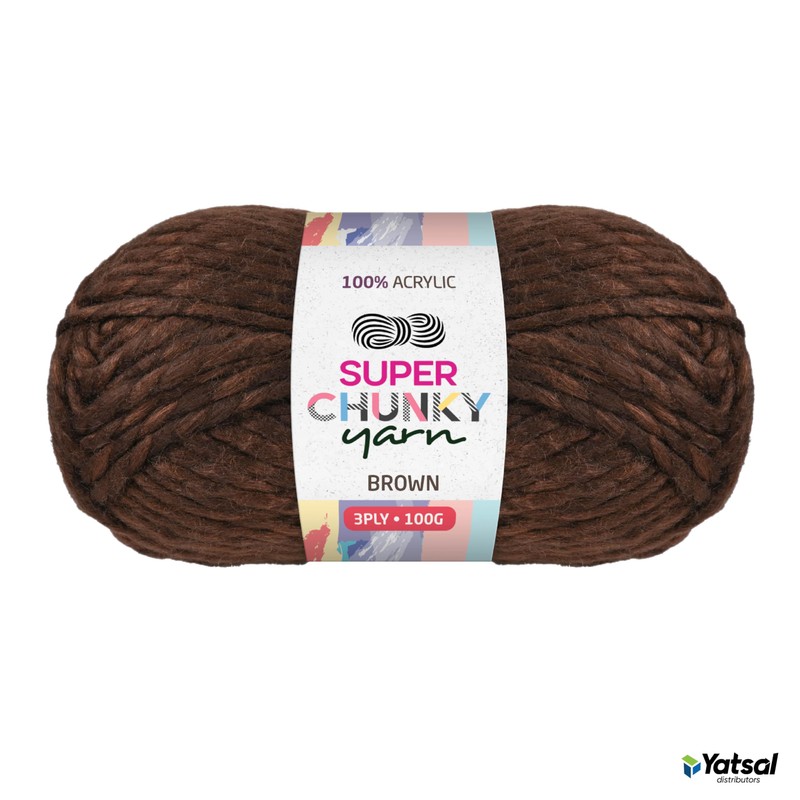 Yatsal Super Chunky 3-Ply Knitting Wool Yarn 100 g, Brown