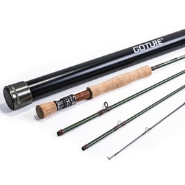 Goture Fly Fishing Rod, 9ft 4 Piece Fly Rod with Carrying Case Freshwater Saltwater, Carbon Fiber Blank Fly Rod, Travel Fly Fishing Rod for Walleye Bass Salmon Trout Fishing（9ft#5）