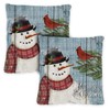 Toland Home Garden Joy To The World Snowman 18 x 18 Inch Indoor, Pillow, Case (2-Pack)