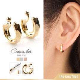 Cream Dot Women's Cream Dot Earrings, Popular, 18k Coating, Hoop Earrings, Hoop Earrings, Polygonal Shape, Multi-Faceted Cut, Gold x Earrings