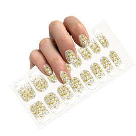 Self-Adhesive White Gold Full Nail Wraps Stickers with Holographic and Silver Color Dots | Brighter, Thicker, Tougher Nail Polish Strips for Women and Girls | DIY Nail Art Decoration