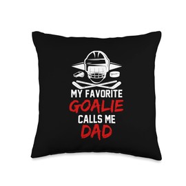 Shaft Goalkeeper Hockey Athlete Game Ice Rink Puck My Favorite Goalie Calls Me Dad Puck Players Ice Rink Hockey Throw Pillow, 16x16, Multicolor