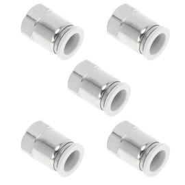 Motoforti Push to Connect Air Fittings 1/2" Female Thread Air Line Quick Connector Plastic Metal 1/4"BSPT 5 Pcs White Silver Tone