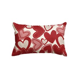 AVOIN colorlife Valentine's Day Love Heart Throw Pillow Cover, 12 x 20 Inch White Anniversary Wedding Cushion Case Decoration for Sofa Couch