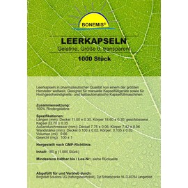 1000 Empty Capsules Size 0 Clear Gelatin