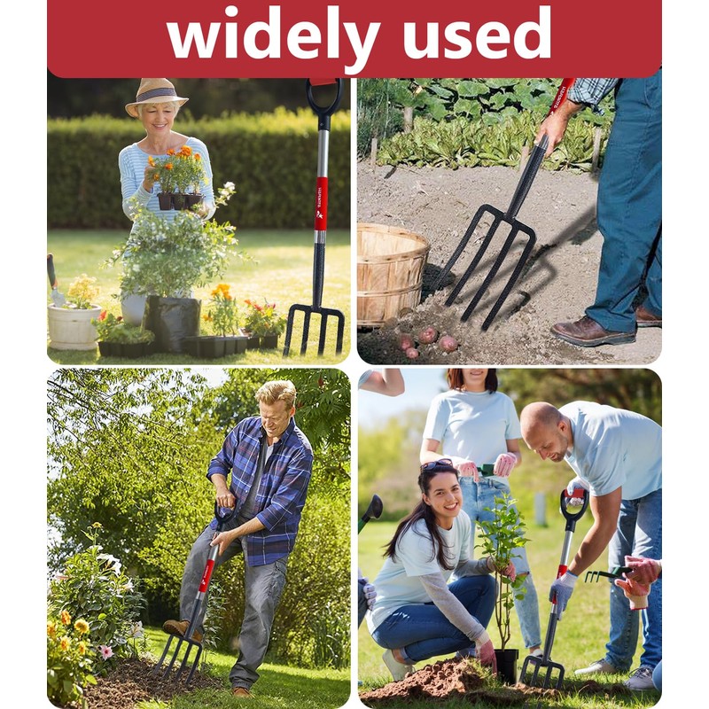 BIHOMIFI Digging Spading Fork Forged Steel with D Grip Handle