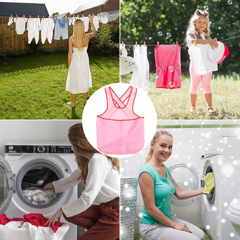 TZMFHD Laundry Apron With Pouch, Exquisite Sleeveless Clothes Drying Apron,