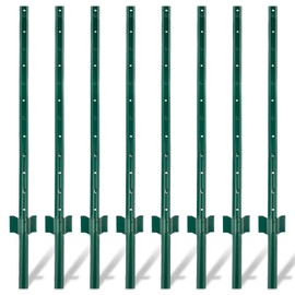 Toriexon Fence Posts 4 Ft - 16 Pack, Heavy Duty Metal Fence Post, No Dig U Post for Farm, Garden, Orchard and Outdoor Wire Fencing(Green)