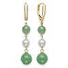 Cultured Freshwater Pearl and Jade Earrings for Women in 14K