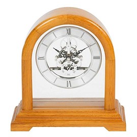 WILLIAM WIDDOP Skeleton Movement Wooden Mantel Clock 28cm