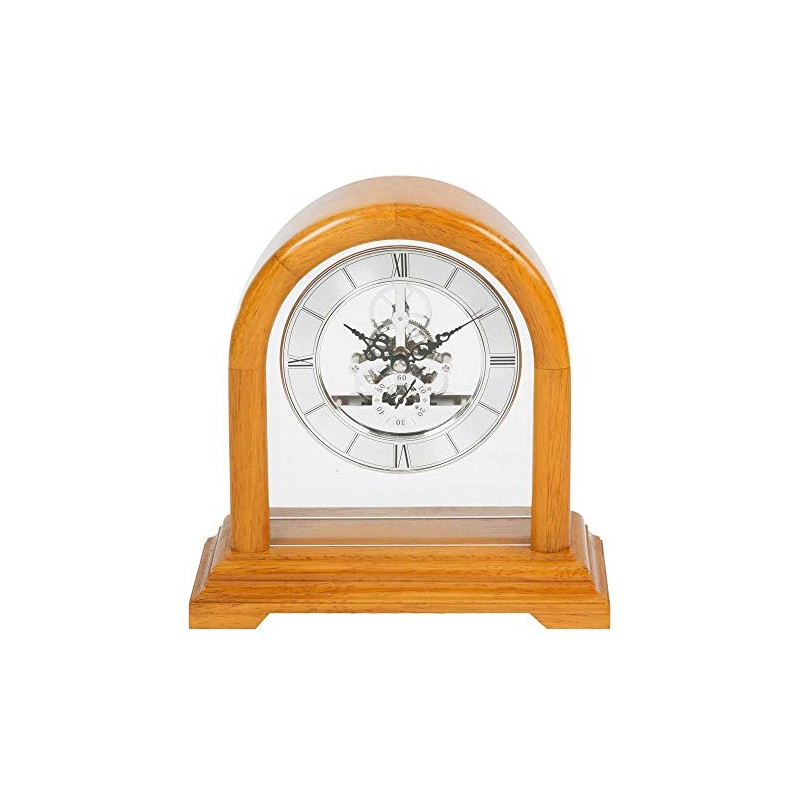 WILLIAM WIDDOP Skeleton Movement Wooden Mantel Clock 28cm