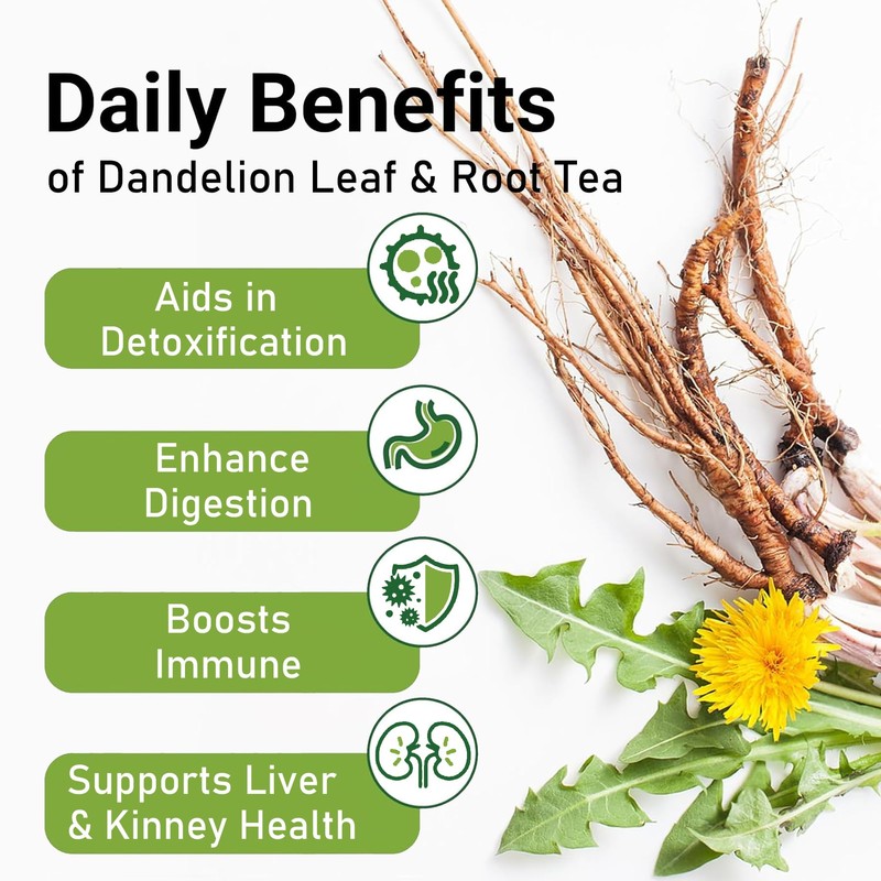 Dandelion Leaf & Root Tea Bags, 100% Natural Herbal Tea