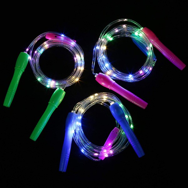QOTSTEOS Jump Rope, 3pcs Glowing LED Light Up Fitness Rope,