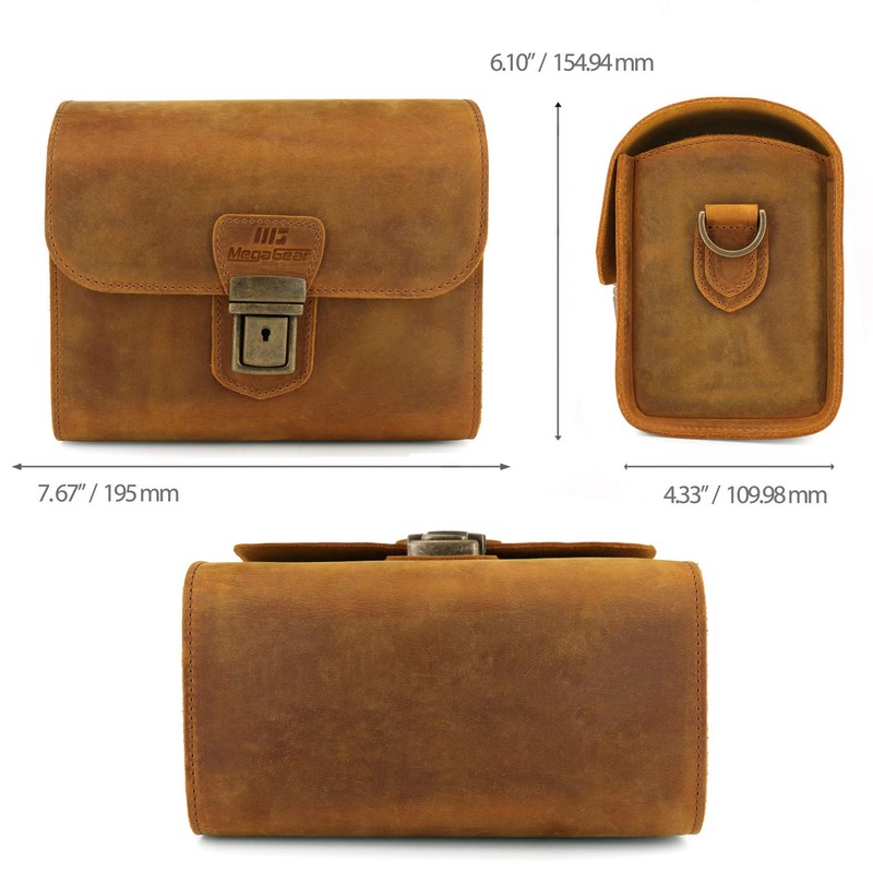 MegaGear MG1725 Pebble Genuine Leather Camera Case Bag for Instant