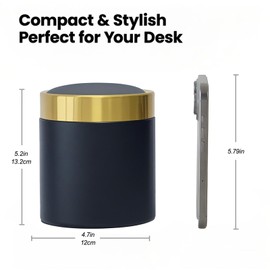 JILLICK Mini Trash Can with Lid, 1.5 Liter / 0.4 Gallon Small Metal Desk Garbage Bin for Countertop, Coffee Bar, Vanity – Black