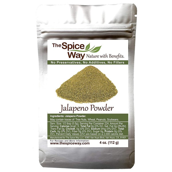The Spice Way Jalapeno Powder - | 4 oz | hot pepper powder from pure chile dried pods