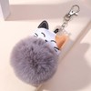 Qiwenr Plush Ball Keyring, Red + Grey Plush Keyring