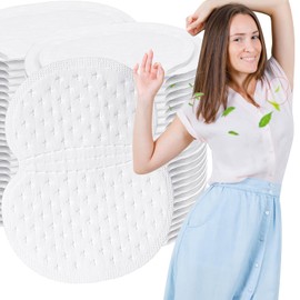Ohtum 50 Pcs Armpit Sweat Pads, Disposable Underarm Sweat Pads for Women Men Sweating Pad for Under Arms (White Arm Pit)