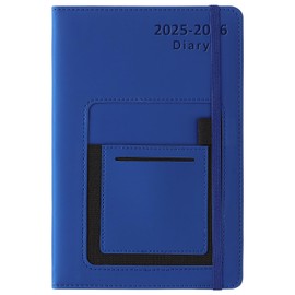 Academic Diary 2025-2026, Diary 2025-2026 A5 Page a Day from July 2025 to June 2026,Mid Year Academic Planner with Colorful Monthly Tab,Front/Inner Pocket,Elastic Closure (Blue)