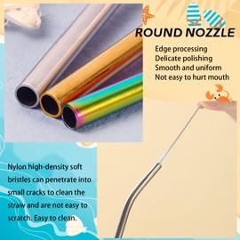 8-Pack Reusable Stainless Steel Straw, Party Fuu Straws Decorations,Colorful Straws for Kids Favors Birthday Party Supplies Decoration