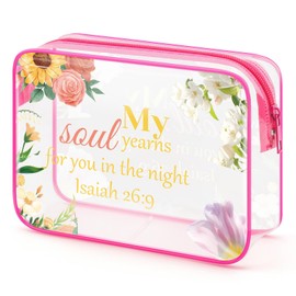 Christian Gifts for Women Faith Makeup Bag Inspirational Religious Gifts for Women Catholic Spiritual Gifts Valentines Day Birthday Gifts for Women Mom Sister Friends Grandma Wife Zipper Travel Pouch