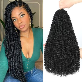 Dansama Passion Twist Hair Water Wave Crochet Hair for Black Women, Long Bohemian Braiding Hair for Boho Locs, Faux Locs, Butterfly Style Crochet Braids Hair Extensions (18inch, 1B, Economy Pack) | Dansama