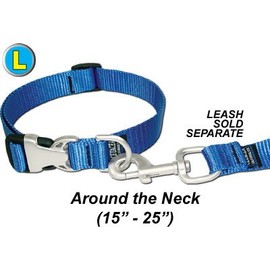 Collar w/ Satin Metal Hardware - Large - Blue Dog/Pet Collar