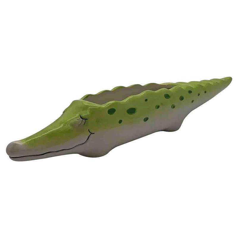 Streamline NYC Ceramic Crocodile Flower Planter Pot