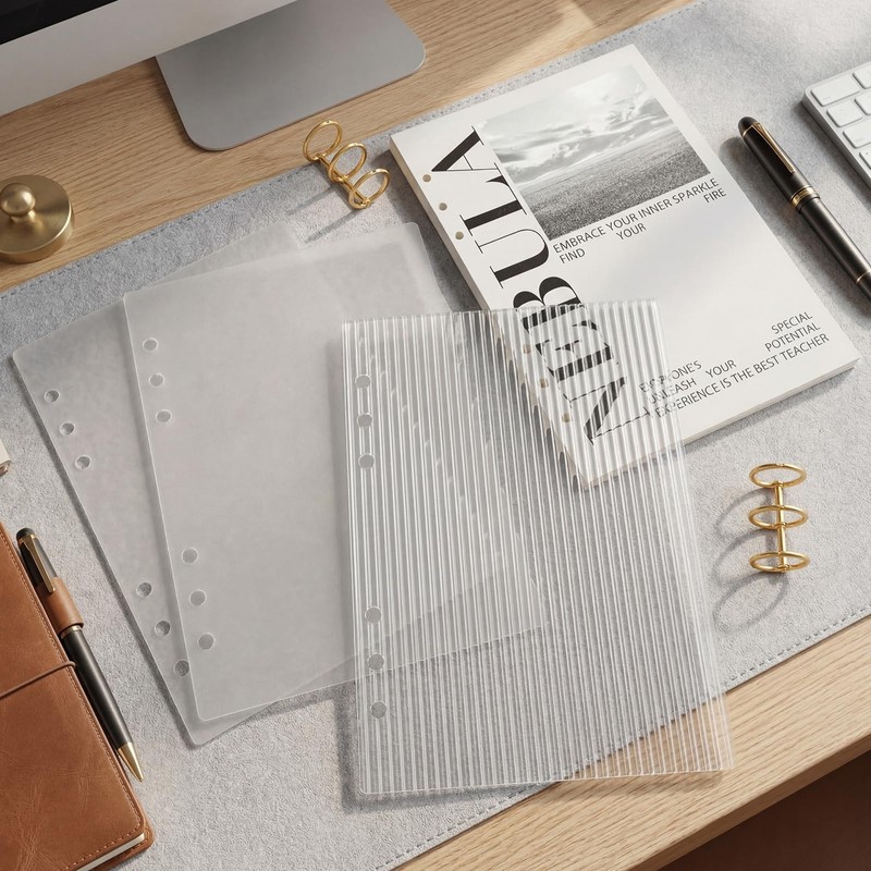 Maitys A5 Acrylic Binder 6 Ring Frosted Clear Stripe Binder
