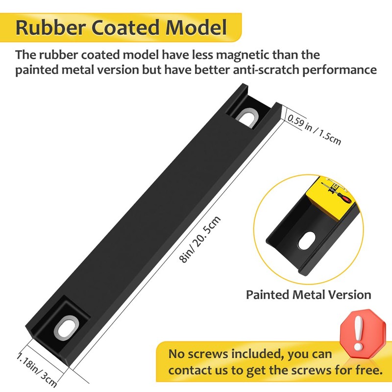 8' Heavy Duty Magnetic Tool Strip, 4 Pack Rubber Protected,