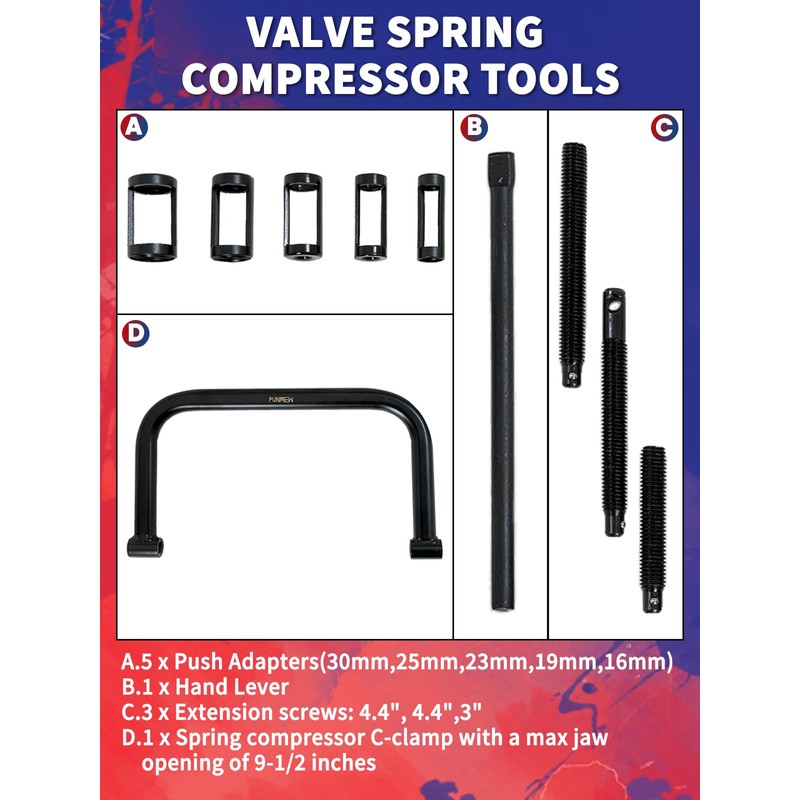 Punmew Valve Spring Compressor 10pcs Valve Spring Tool for Motorcycle,