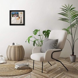 Muzilife 8x8 Shadow Box Picture Frame with Linen Board - Deep Wood & Glass Display Case Ready to Hang Memory Box Baby Sports Memorabilia, Pins, Awards, Medals, Wedding, Tickets and Photos (Black)