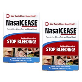 NasalCEASE First Aid for Minor Cuts and Nosebleeds, Stops Bleeding Fast, 5 Sterile Packings (Pack of 2)