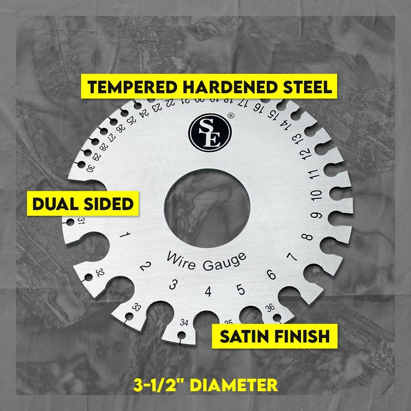 SE Dual-Sided Non-Ferrous Wire Gauge - 0-36 AWG and SAE,