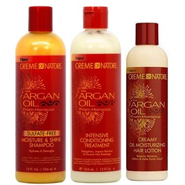 Creme of Nature Argan Oil Shampoo, Treatment, Oil Moisturizing Hair Lotion Set